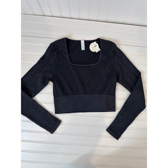 NWT Aerie Seamless Cable Square Neck Tee Shirt & Ruffle Mini Skirt Bundle Size L - Picture 3 of 10